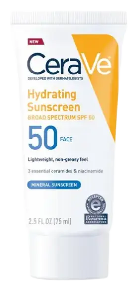 CeraVe Hydrating Mineral Sunscreen SPF 50 Face Lotion