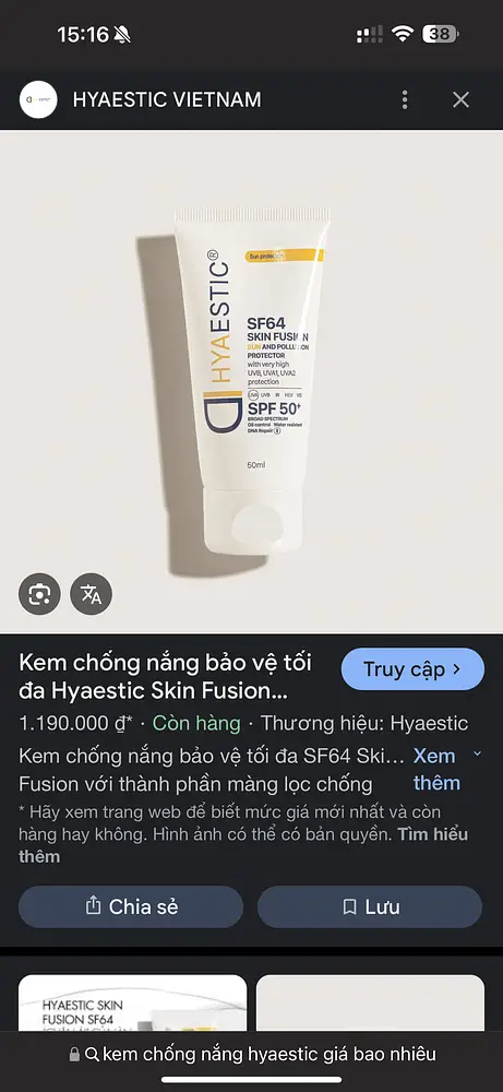 Hyaestic Hyaestic Skin Fusion SF64 Sun And Pollution Protector SPF50+