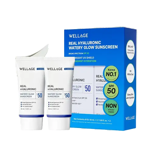 Wellage Real Hyaluronic Watery Glow Sunscreen SPF 50