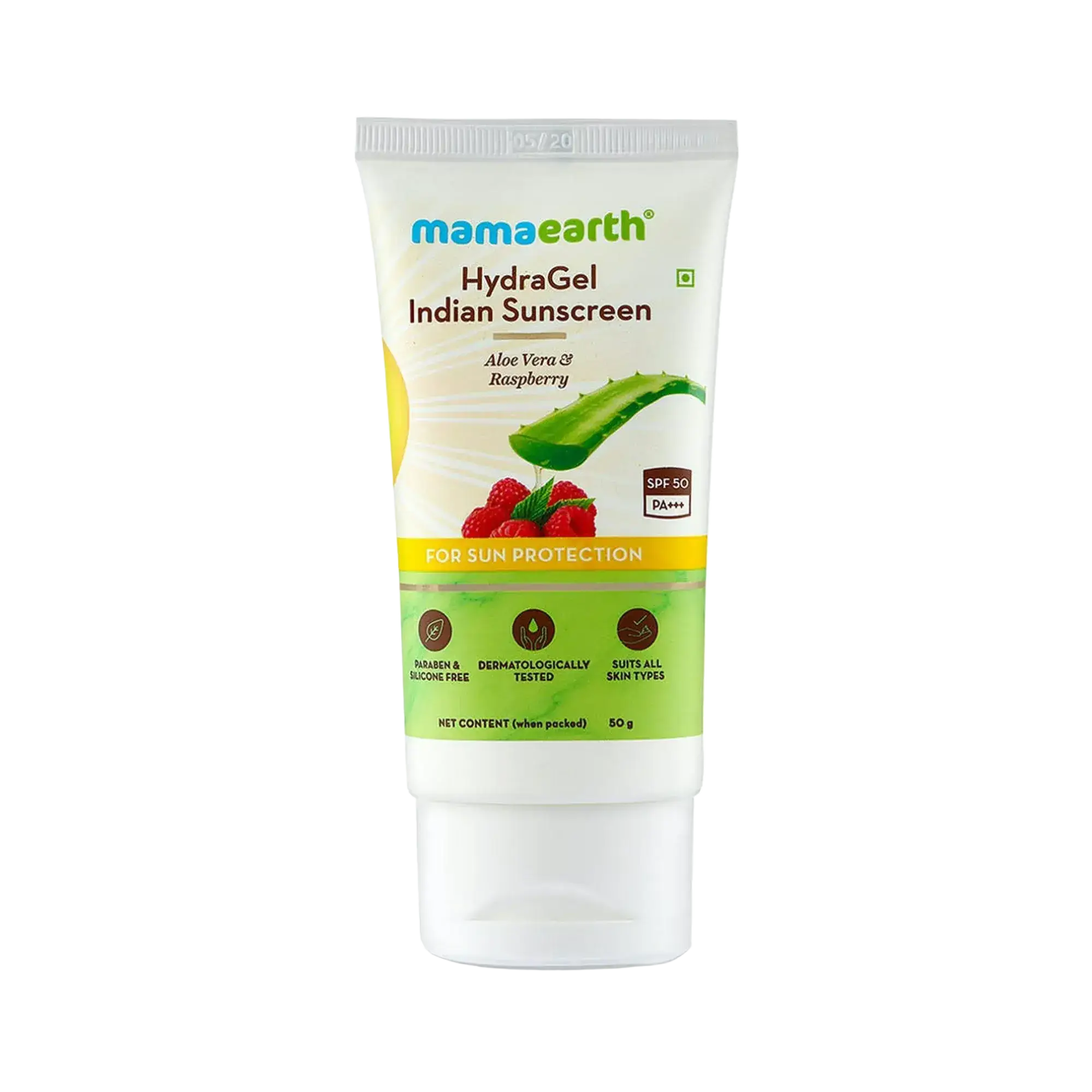 Mamaearth Hydragel Indian Sunscreen SPF 50 Aloe vera & Raspberry