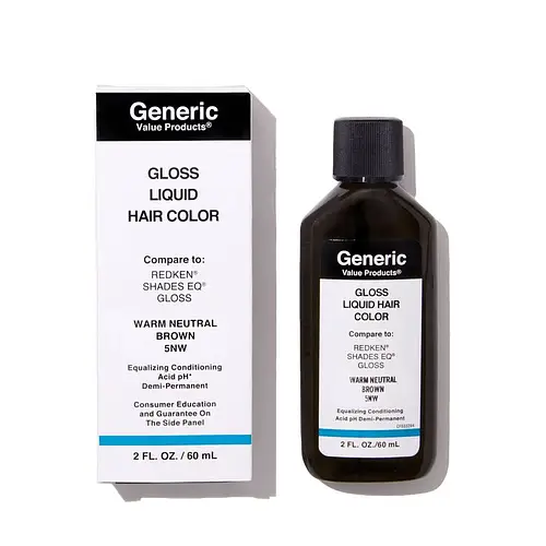 Generic Value Products Demi-Permanent Gloss Liquid Hair Color Compare to Redken® Shades EQ® 5NW Warm Neutral Brown