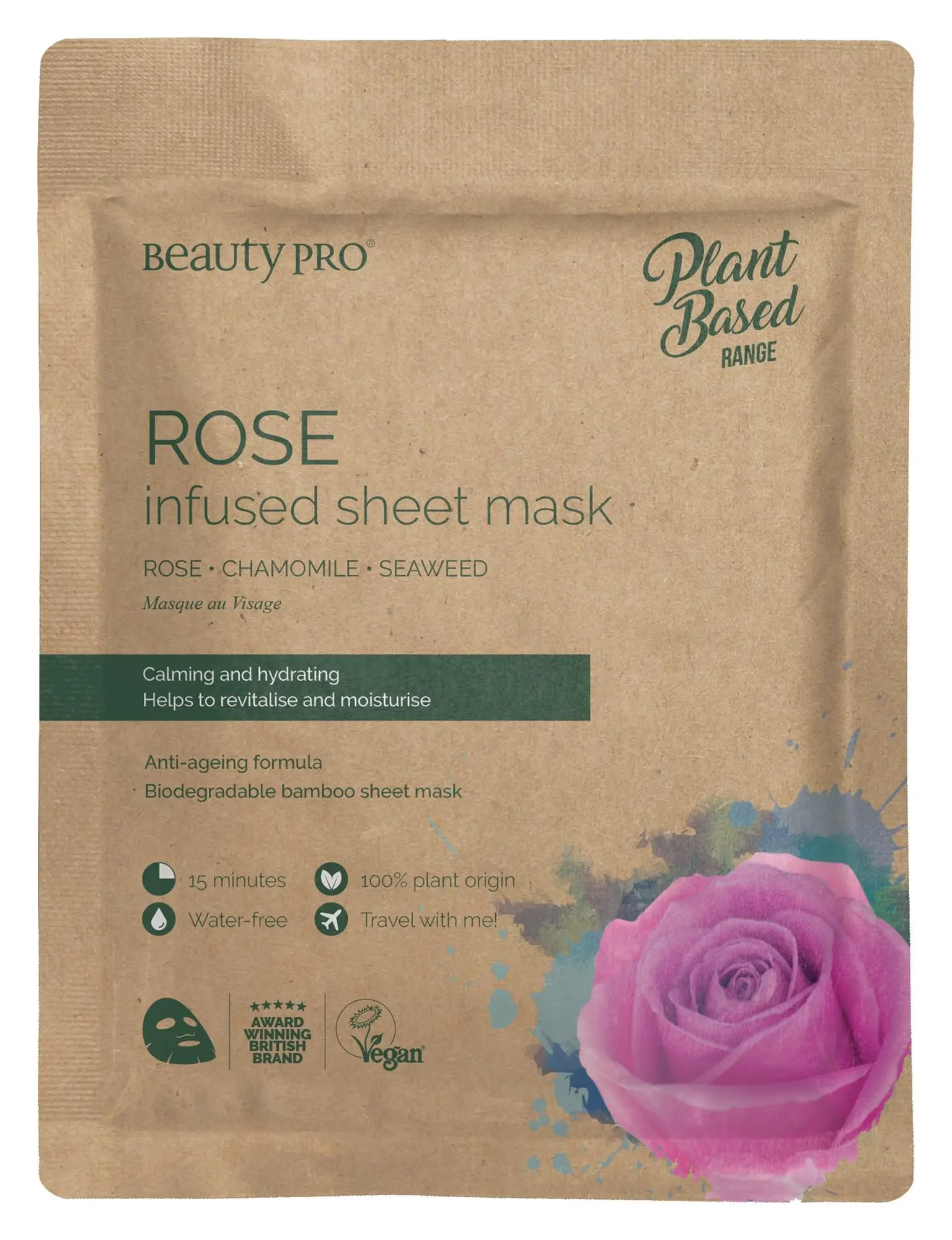 BeautyPro ROSE Infused Sheet Face Mask