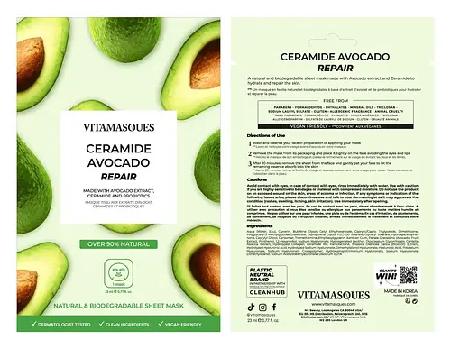 Vitamasques Ceramide Avocado Repair Sheet Mask