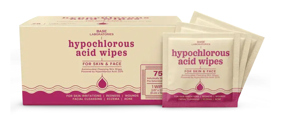 Base Laboratories Hypochlorous Acid Wipes For Skin & Face
