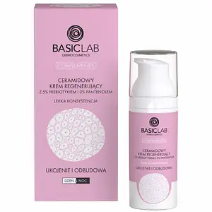 BasicLab Ceramidowy Krem Regenerujący Z 5% Prebiotykiem i 3% Pantenolem "Ukojenie i Odbudowa" (Ceramide Regenerating Cream With 5% Prebiotic and 3% Panthenol "Sooth and Rebuild")