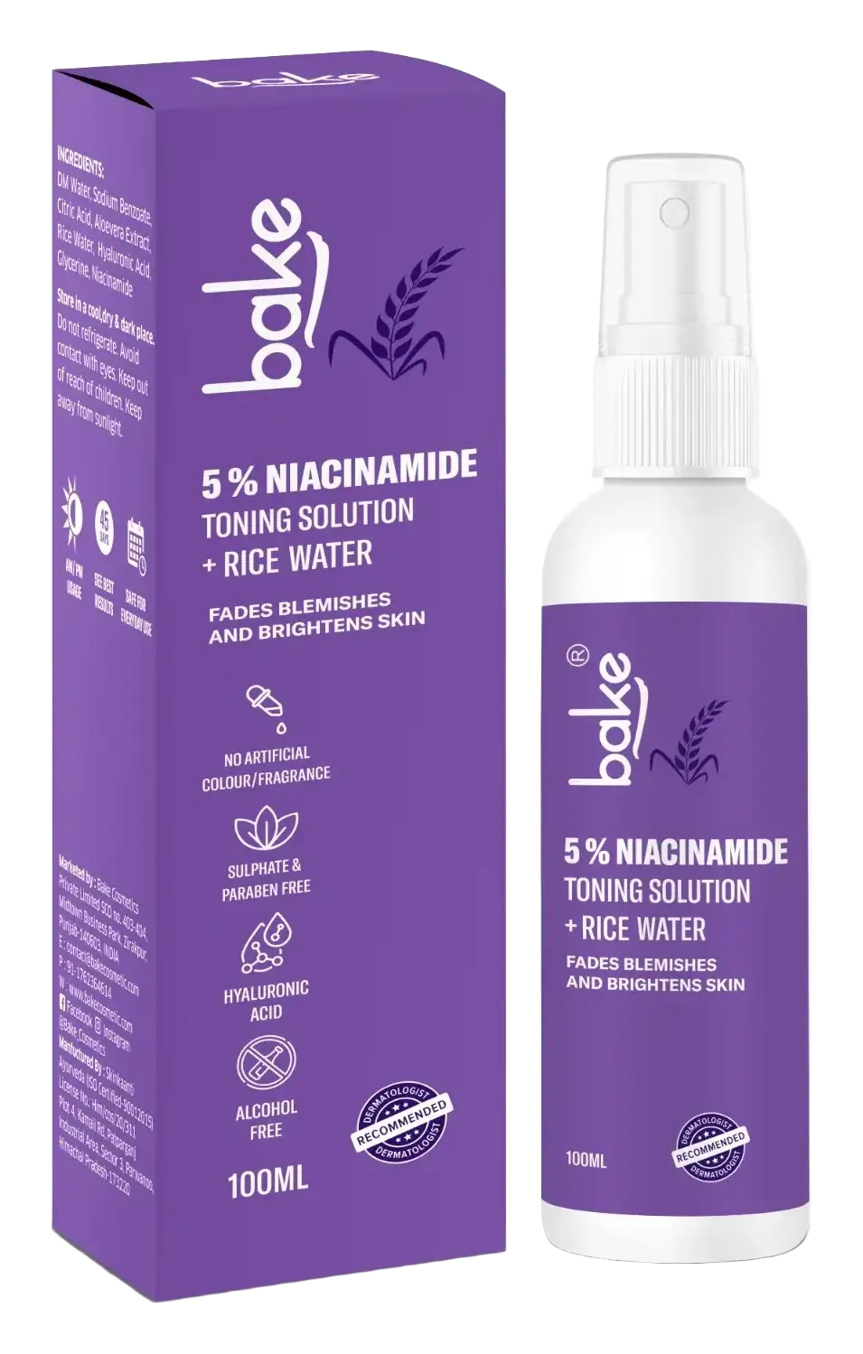 Bake 5% Niacinamide + Rice Water Toning Solution