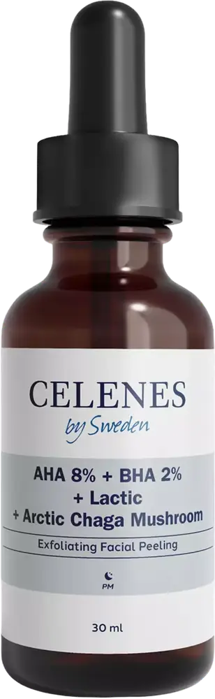 Celenes by Sweden AHA 8% + BHA 2% + Lactic + Arctic Chaga Mushroom Exfoliating Facial Peeling