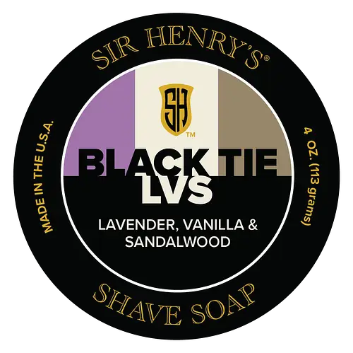 Sir Henry's Shave Soap Black Tie LVS Lavender, Vanilla, & Sandalwood