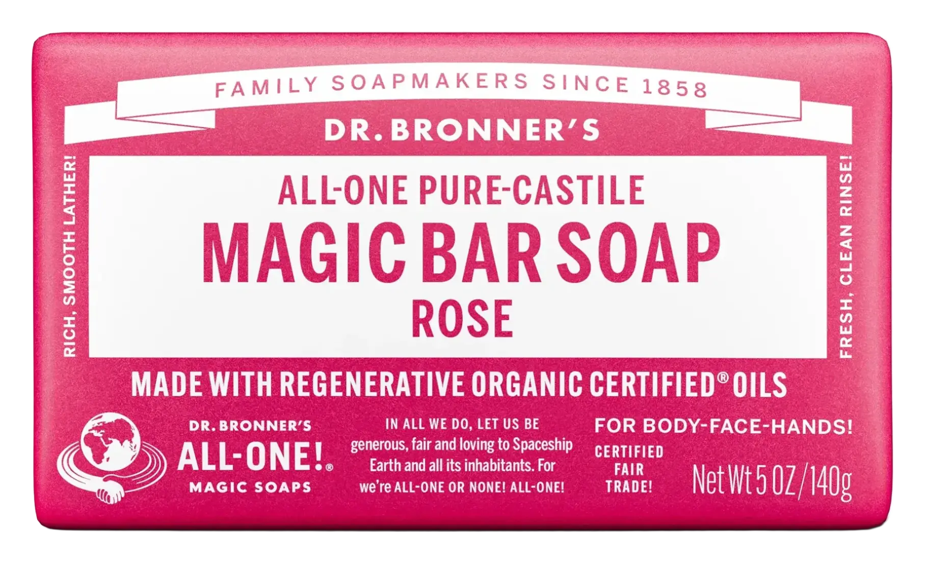 Dr. Bronner's Pure-Castile Magic Bar Soap Rose