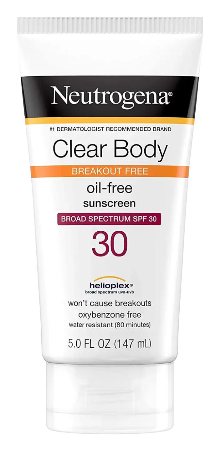 Neutrogena Clear Body Break-Out Free Liquid Lotion Sunscreen Broad Spectrum SPF 30