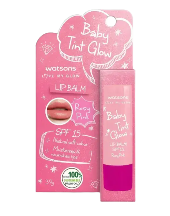 Watsons Baby Tint Glow Lip Balm SPF 15 Rosy Pink