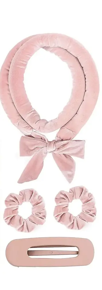 Yanibest Velvet Heatless Hair Curler Band Blush Pink