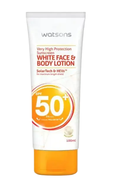 Watsons Very High Protection Sunscreen White Face & Body Lotion SPF 50+