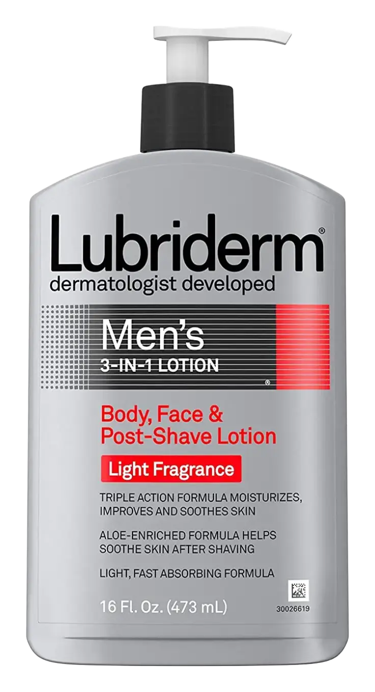 Lubriderm Men's 3-in-1 Lotion Body, Face, and Post-Shave Lotion Light Fragrance