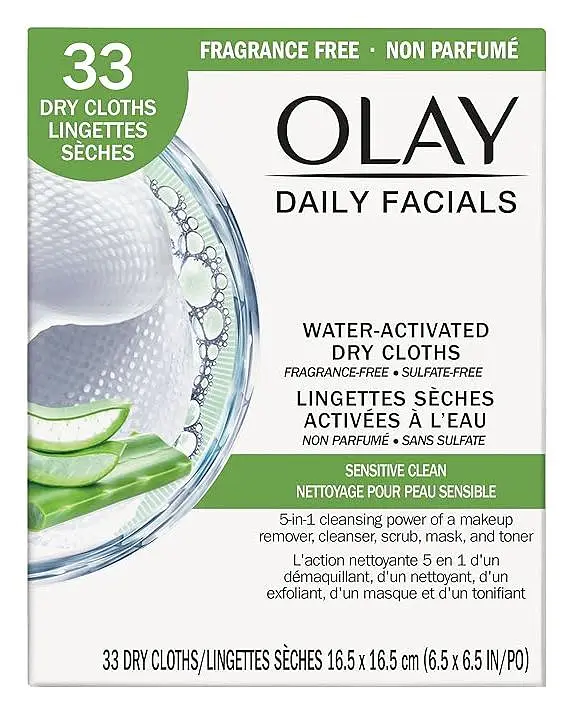 Olay Daily Facials Water-Activated Dry Cloths Sensitive