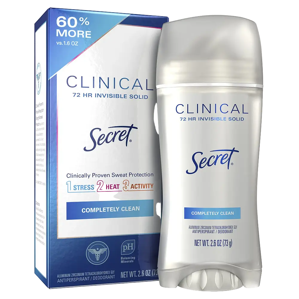 Secret Clinical Strength Invisible Solid Antiperspirant Deodorant Completely Clean
