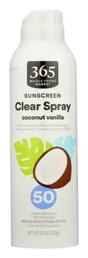 365 Everyday Value Clear Spray Coconut Vanilla Sunscreen SPF 50