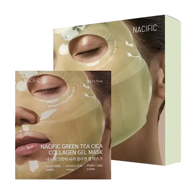 Nacific Green Tea Cica Collagen Gel Mask Set