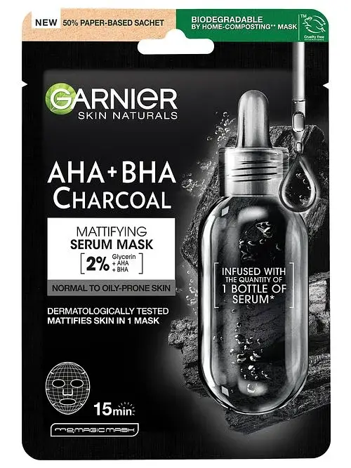 Garnier AHA + BHA Charcoal Mattifying Serum Mask