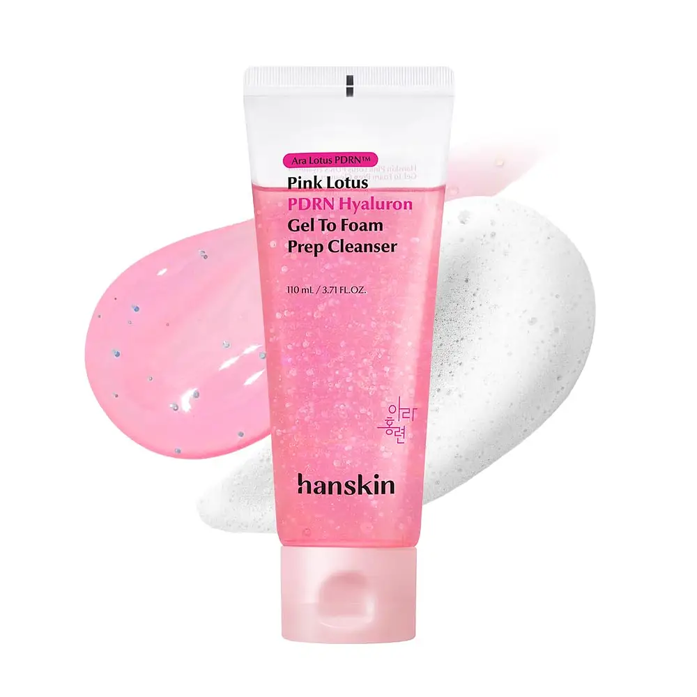 Hanskin Pink Lotus PDRN Hyaluron Gel-To-Foam Prep Cleanser