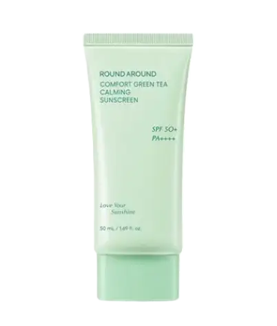 ROUND A'ROUND Comfort Green Tea Calming Sunscreen SPF 50+