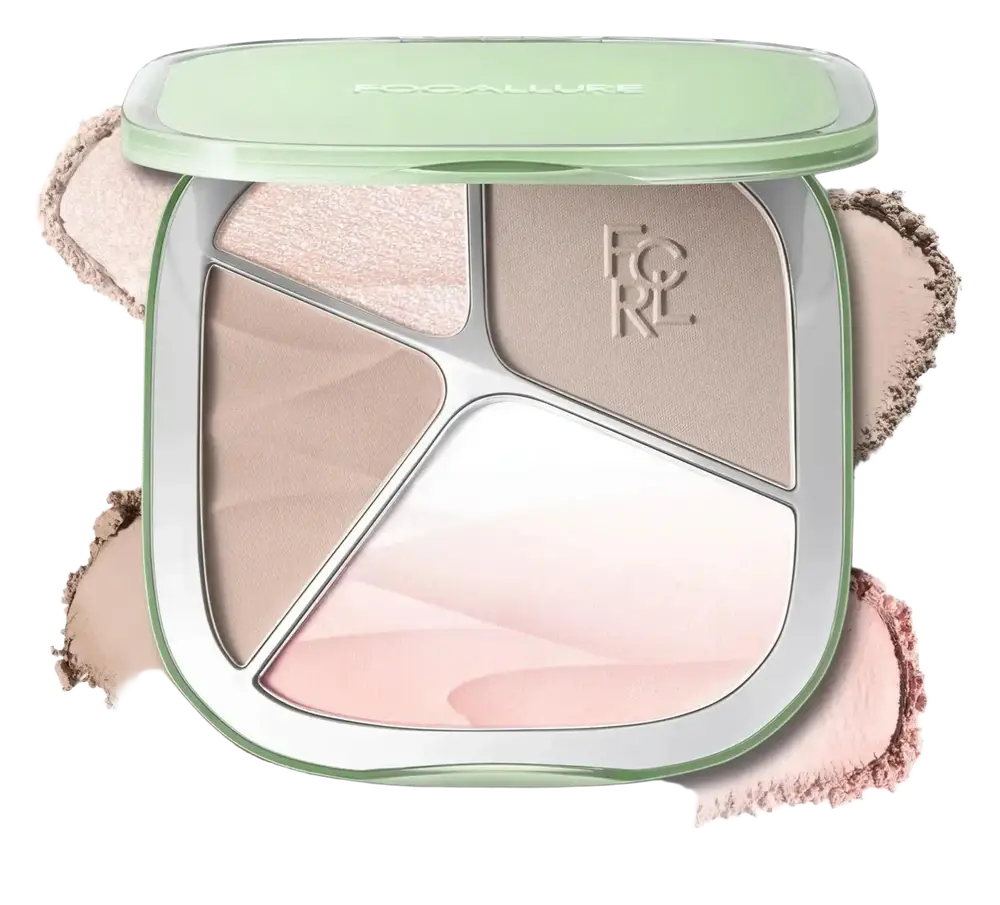 Focallure 4-Color Highlighter Contour Palette BR02 Strawberry Latte