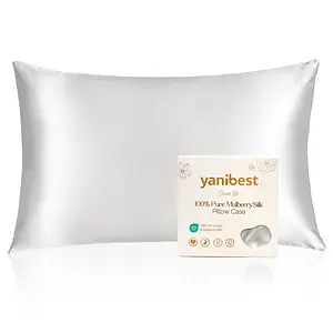 Yanibest 22 Momme Silk Luxury Pillowcase Silver Gray