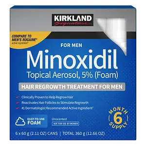 Kirkland Minoxidil Topical Aerosol Foam Hair Regrowth Treatment For Men