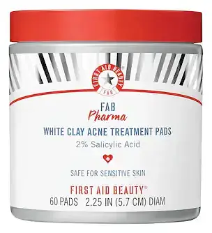First Aid Beauty FAB Pharma White Clay Acne Treatment Pads 2% Salicylic Acid