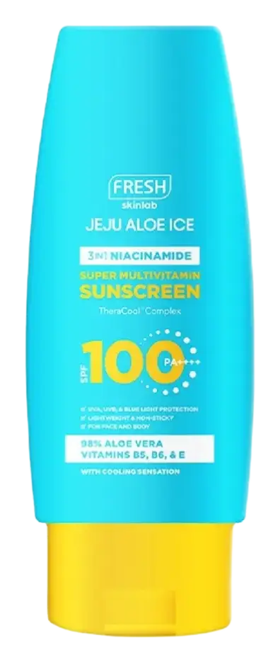 Fresh Skinlab Jeju Aloe Ice 3 In 1 Niacinamide Super Multivitamin Sunscreen SPF 100