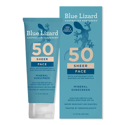 Blue Lizard Sheer Mineral Sunscreen Lotion for Face SPF 50