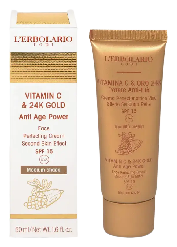 L'Erbolario Vitamin C & 24K Gold Anti-Age Power Face Perfecting Cream SPF 15 Medium
