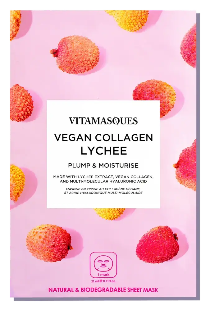 Vitamasques Vegan Collagen Lychee Face Sheet Mask