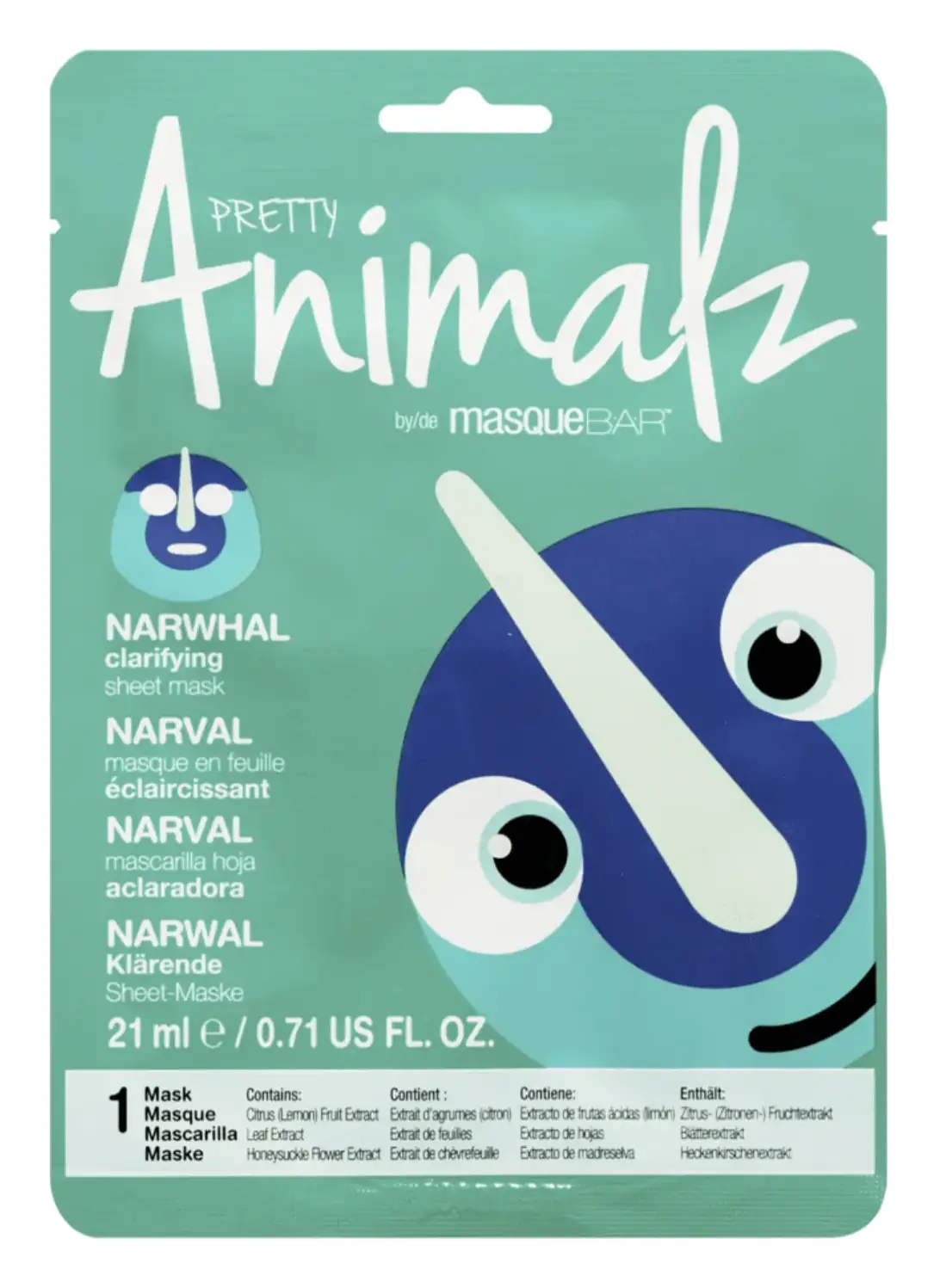 Masque Bar Hydrating Pretty Animalz Narwhal Mask