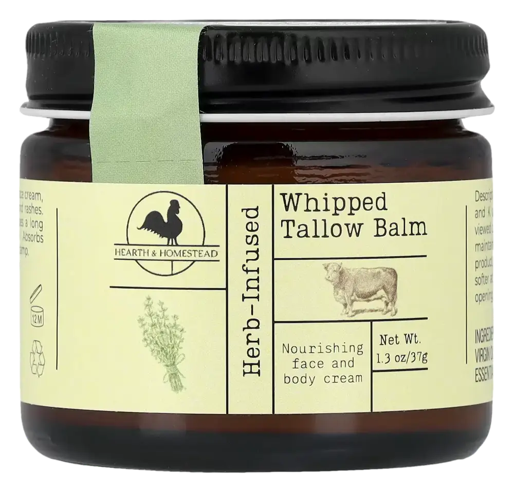 Hearth & Homestead Whipped Tallow Balm Herb-Infused (Unscented)