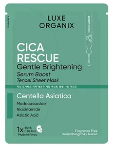 Luxe Organix Cica Rescue Gentle Brightening Serum Boost Tencel Sheet Boost