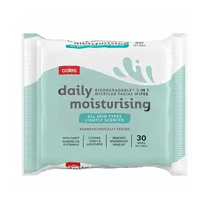 Coles Biodegradable 3 In 1 Micellar Facial Wipes Daily Moisturising