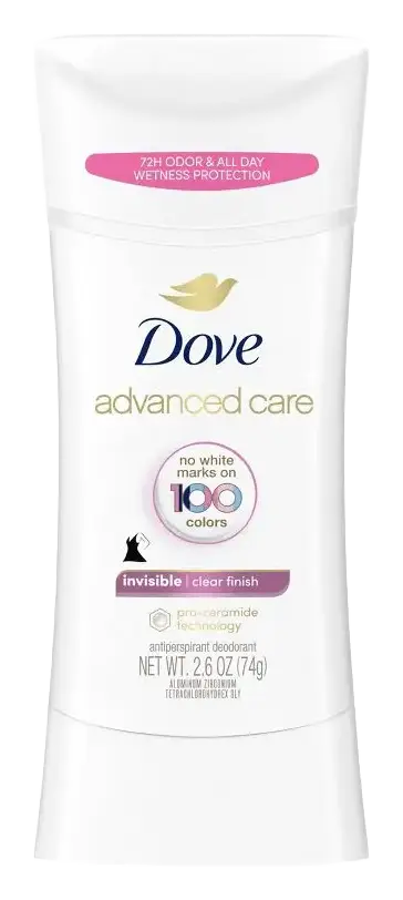 Dove Advanced Care Invisible Antiperspirant Deodorant Stick Clear Finish