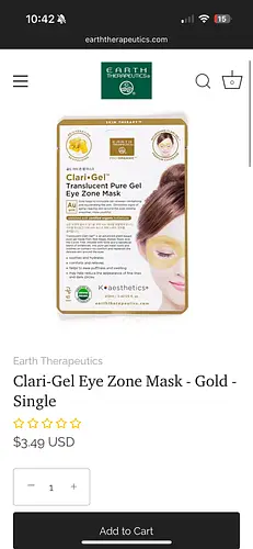 Earth Therapeutics Clari-Gel Eye Zone Mask Gold
