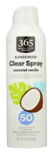 365 Everyday Value Clear Spray Coconut Vanilla Sunscreen SPF 50