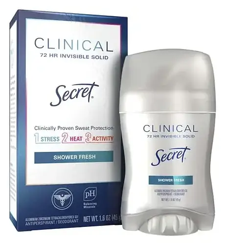 Secret Clinical Strength Invisible Solid Antiperspirant Deodorant Shower Fresh