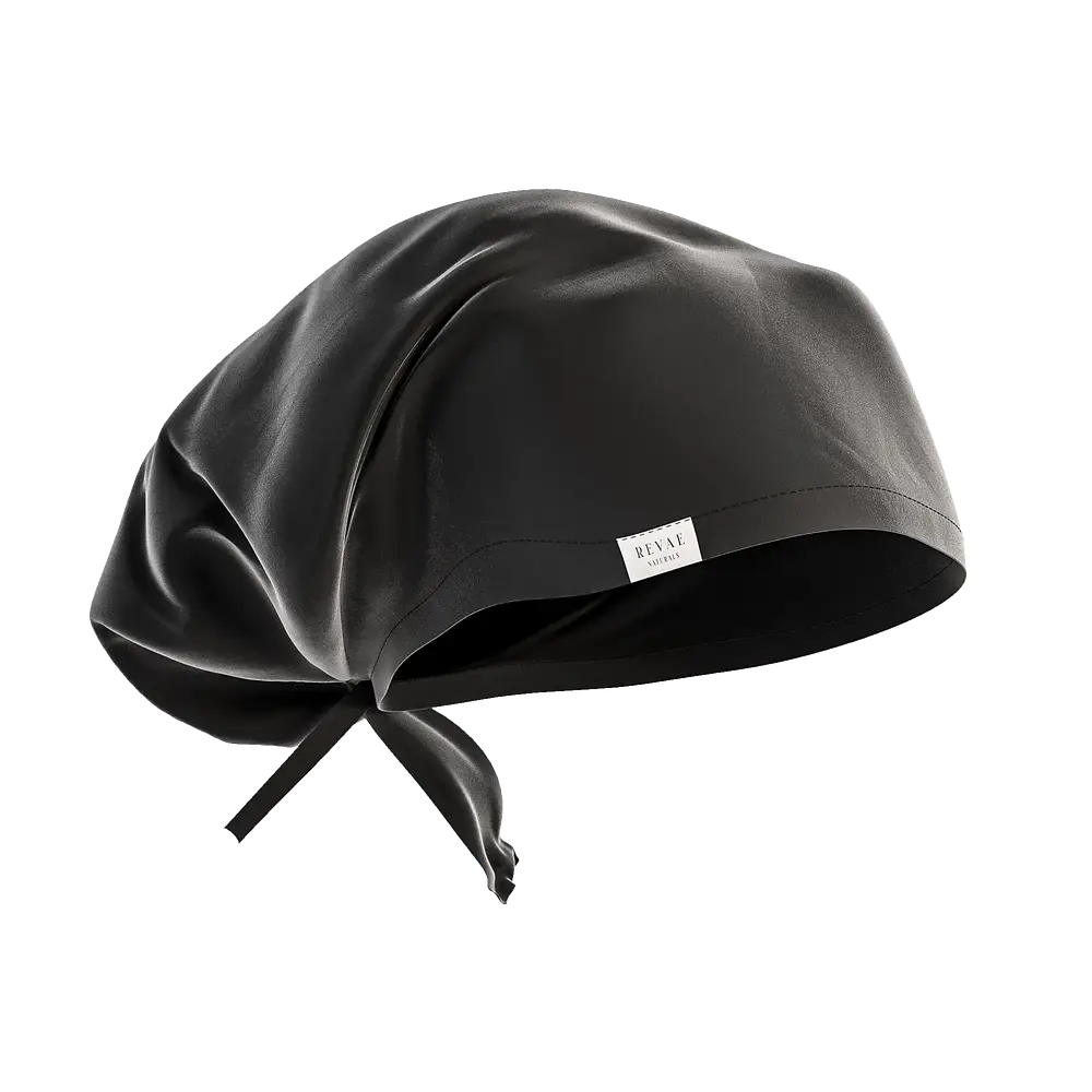 Revae Naturals Silver Ion Silk Hair Bonnet Black