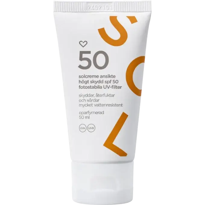 Hjärtats Solcreme Ansikte Oparfymerad SPF 50