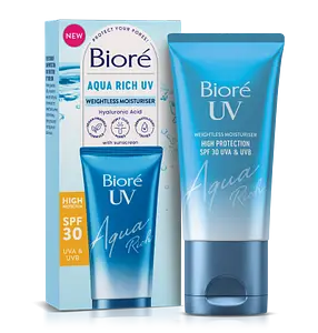 Biore Aqua Rich UV Weightless Moisturiser High Protection UVA UVB SPF 30