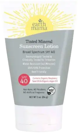 Earth Mama Organics Tinted Mineral Sunscreen Lotion SPF 40