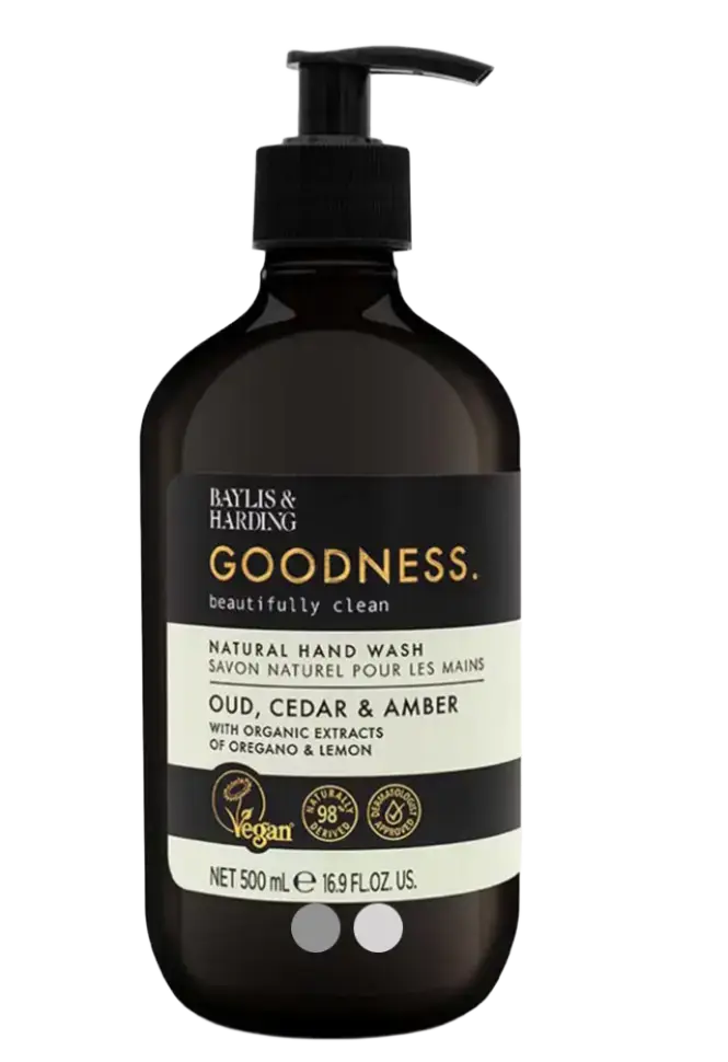Baylis & Harding Goodness Natural Hand Wash Oud, Cedar & Amber