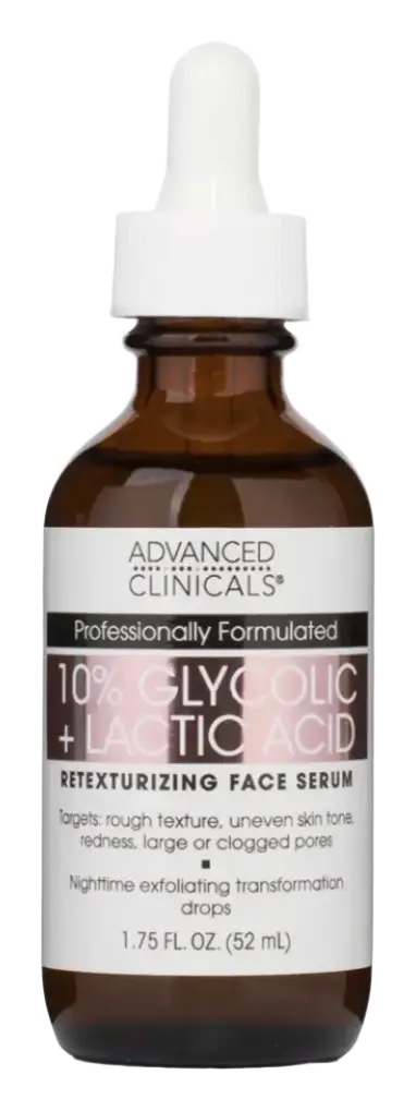 Advanced Clinicals 10% Glycolic + Lactic Acid Retexturizing Face Serum