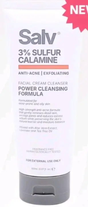 Salv Laboratories 3% Sulfur + Calamine Facial Cream Cleanser