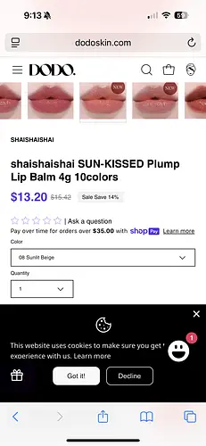 shaishaishai Sun-Kissed Plump Lip Balm Sunlit Beige