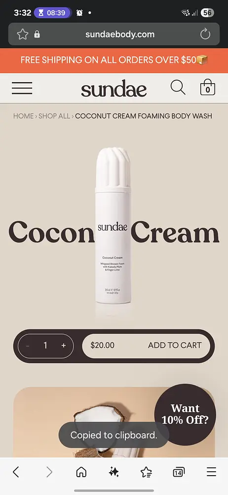 Sundae Coconut Cream Foaming Body Wash